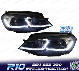 FAROS VOLKSWAGEN VW GOLF 7 12-17 DRL DINAMICOS NEGROS LOOK 7