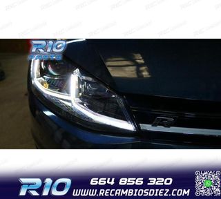 FAROS VOLKSWAGEN VW GOLF 7 12-17 DRL DINAMICOS NEGROS LOOK 7