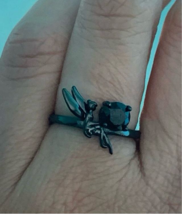 Anillo Plata Hada Espinela Negra