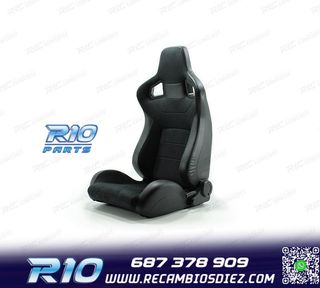 ASIENTO DEPORTIVO SEMI BAQUET ESTILO RS ALCANTARA CUERO NEGR
