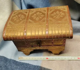 Cofre joyero vintage metal espejo y terciopelo