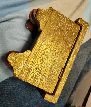 Cofre joyero vintage metal espejo y terciopelo