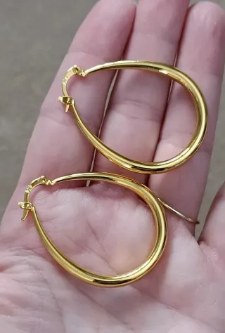 Pendientes Aro Plata Ley Baño Oro 18K