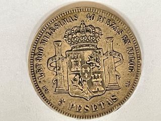 2 Monedas Plata Alfonso XII 5 Pesetas 1875