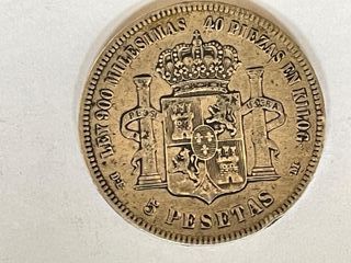 2 Monedas Plata Alfonso XII 5 Pesetas 1875