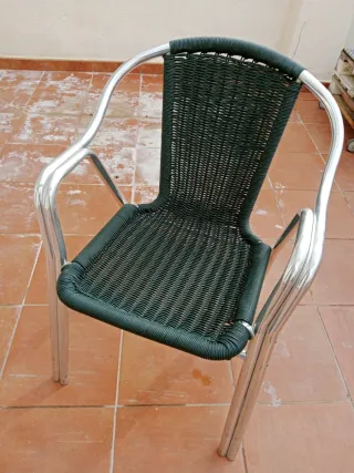 6 Sillas Exterior Metal Mimbre Verde