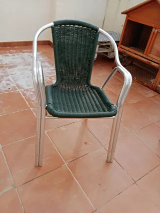 6 Sillas Exterior Metal Mimbre Verde