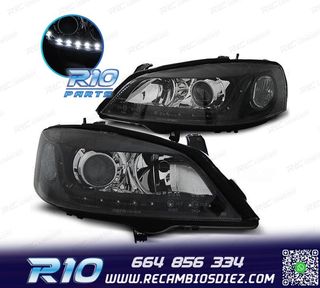 FAROS LUZ DIURNA LED OPEL ASTRA G 97-04 FONDO NEGRO