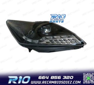 FAROS FORD FOCUS 08- LUZ DIURNA LED NEGRO