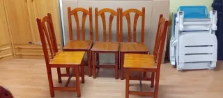 5 Sillas Madera Pino Maciza
