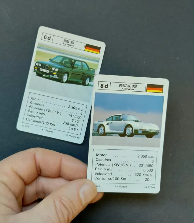 Baraja NUEVA. Juego Coches Turismo. Cartas 80s!!