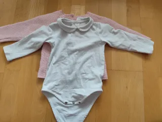 Conjunto body y chaqueta rosa 6-9 meses