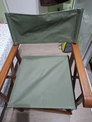 2 Sillas Director Madera Maciza Tapizado Verde