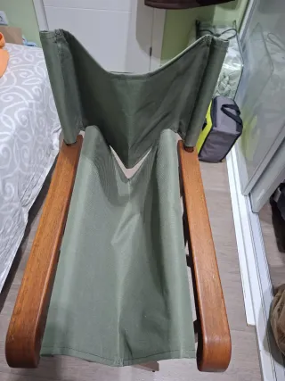 2 Sillas Director Madera Maciza Tapizado Verde