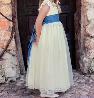 Vestido Teresa y Leticia blanco y azul Talla 12