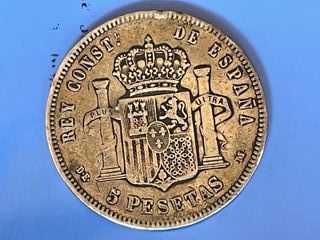 2 Monedas Plata Alfonso XII 5 Pesetas 1878