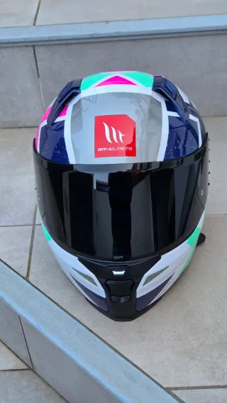 Casco Moto MT Revenge 2 A7 Blanco/Azul Talla S
