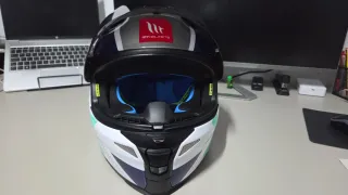Casco Moto MT Revenge 2 A7 Blanco/Azul Talla S
