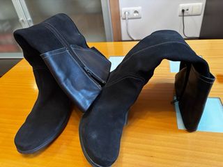 Botas altas de ante negro mujer