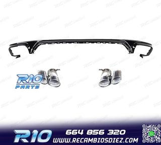 DIFUSOR AUDI Q8 18-23 LOOK SQ8 NEGRO + COLAS ESCAPE CROMO