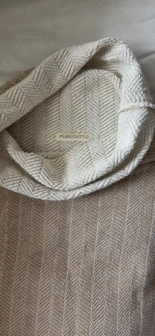 Maglione donna collo alto beige/marrone