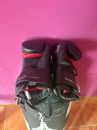 Saco de boxeo y guantes