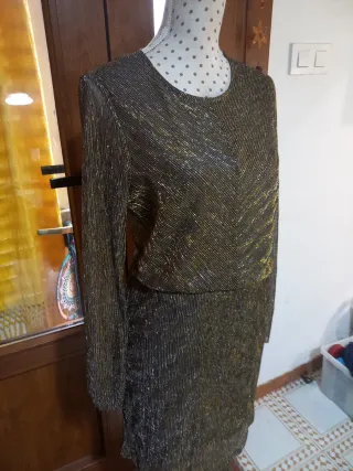 Vestido fiesta dorado brillante