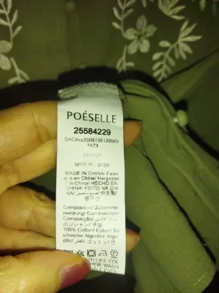 Camisa bordada mujer verde M