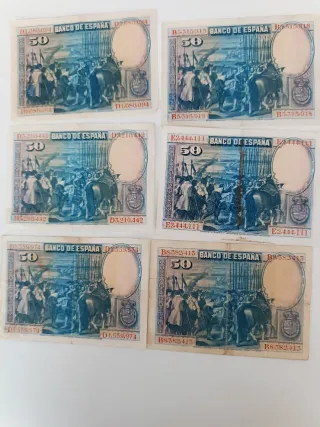 Billetes 50 Pesetas España 1928 (6 unidades)