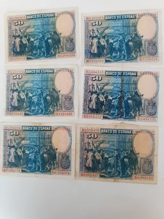 Billetes 50 Pesetas España 1928 (6 unidades)