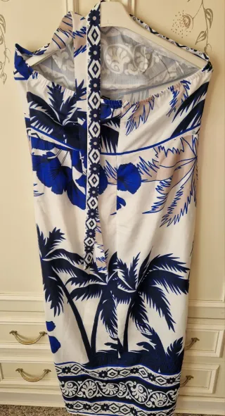 Vestito donna fantasia floreale blu e bianco