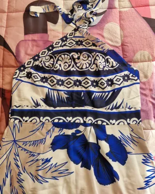 Vestito donna fantasia floreale blu e bianco