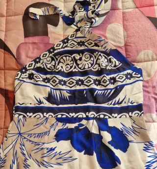 Vestito donna fantasia floreale blu e bianco