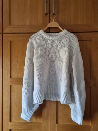 Jersey Zara Flores Blanco