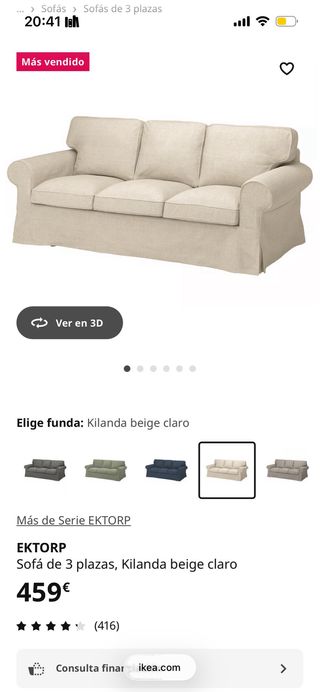 Sofá Ikea Ektorp 3 plazas beige
