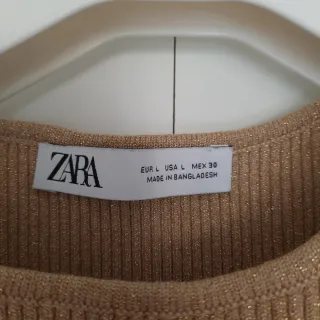 Top Zara Dorado Beige Talla L-38