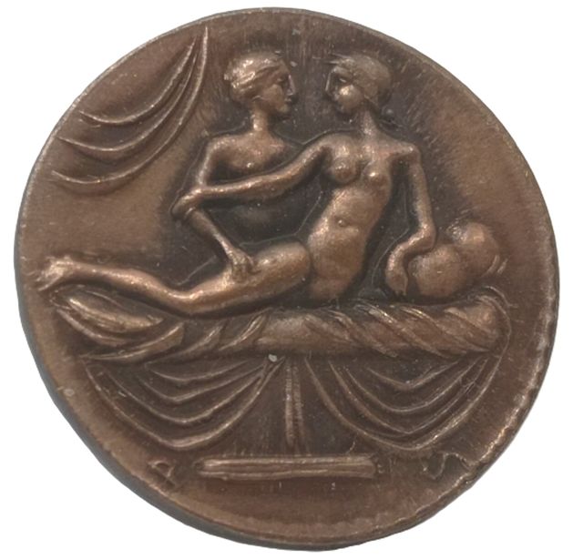Réplica de moneda romana Spintrie del sexo COD E0