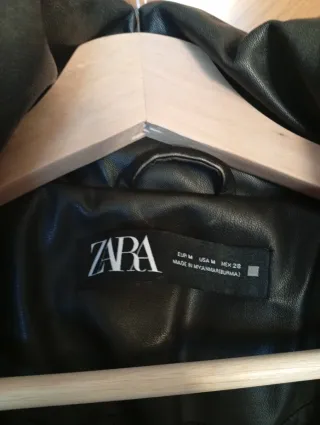 Bomber Zara Piel Negra Talla M