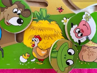 Puzzle madera animales granja