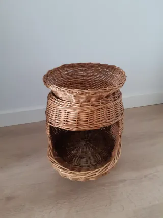 Cesta de mimbre redonda con tapa