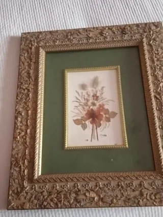 Cuadro Flores Secas Campo Marco Dorado