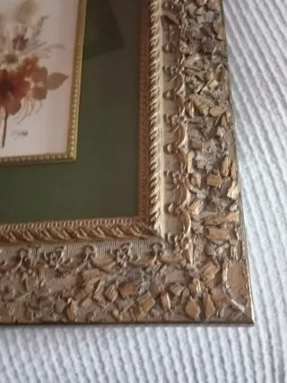 Cuadro Flores Secas Campo Marco Dorado