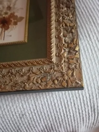 Cuadro Flores Secas Campo Marco Dorado