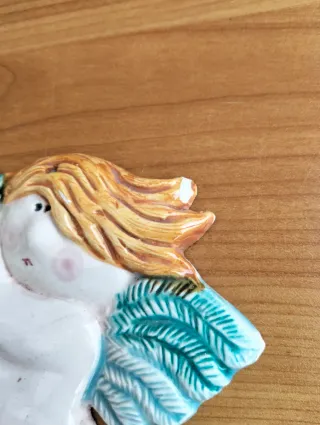 Coppia angioletti ceramica vintage uva