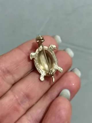 Spilla Tartaruga Vintage Strass Oro Argento
