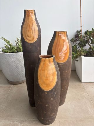 Conjunto 3 Tinajas Decorativas de cerámica
