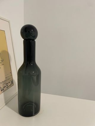 Botella/Jarrón Decorativo Negro Vidrio