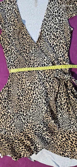 Vestito corto leopardato incrociato XS