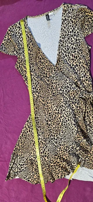 Vestito corto leopardato incrociato XS