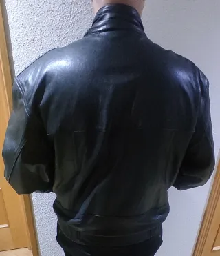 Chaqueta de cuero negra hombre Talla L